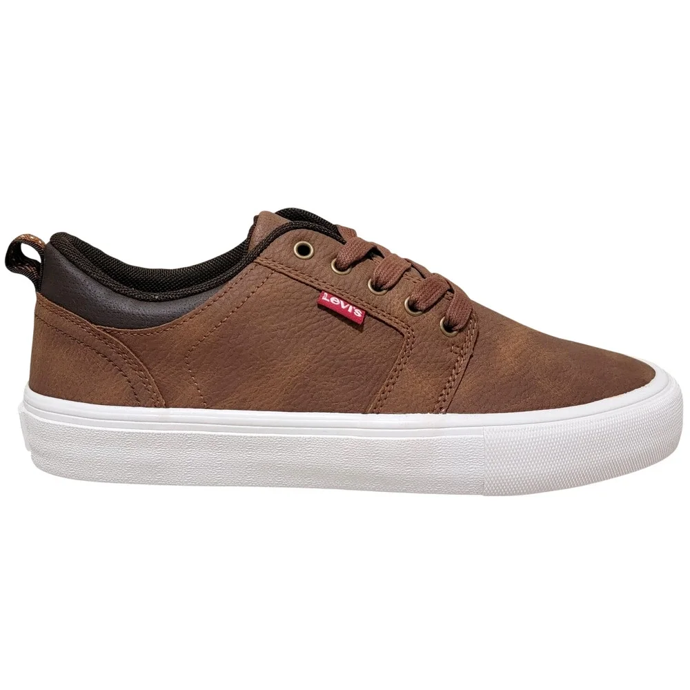 Levi's Men Alpine Stacked Low Top Sneakers Size US 9.5M Tan Brown Faux Leather